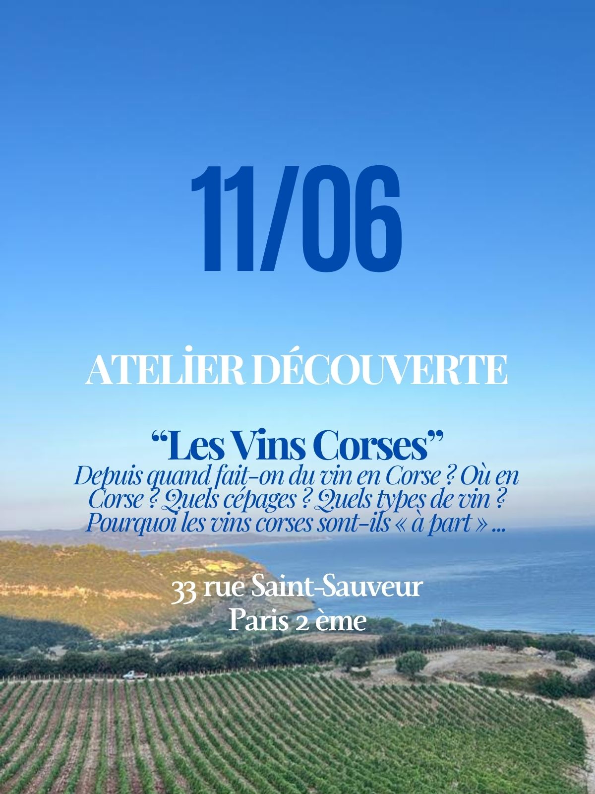 Atelier découverte & dégustation : "Les vins corses"