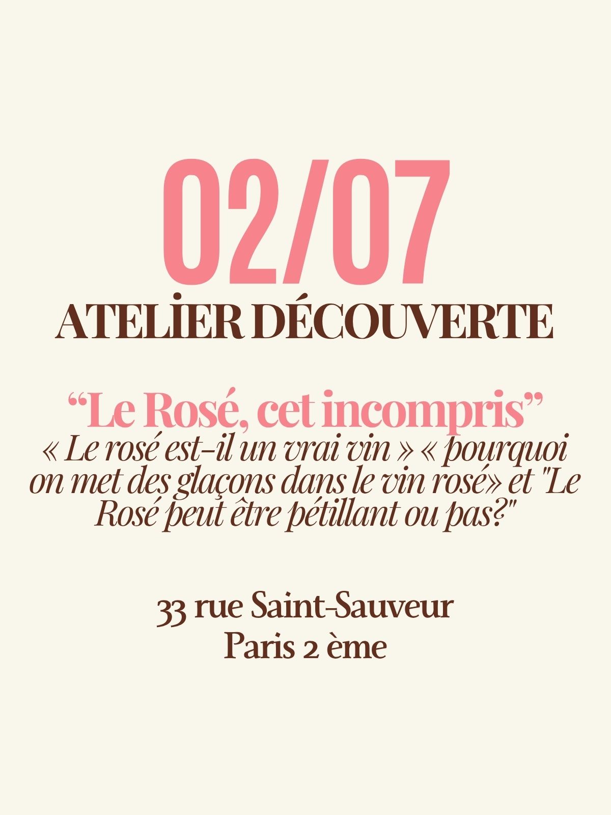 Atelier découverte & dégustation : "Le vin rosé, cet incompris"